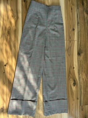Zara Glen Plaid Trousers in Grey, Black and Red